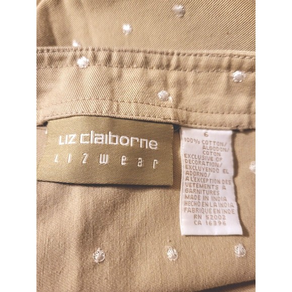 R Liz Claiborne Embroidered Mini Skirt Women Size 6 Beige Floral Boho Fall - Picture 2 of 7